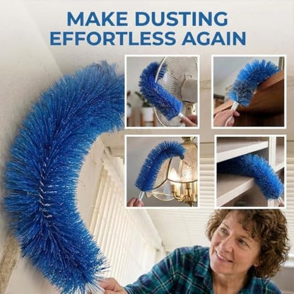 Aquanexis 90 Flexible Ceiling & Fan Dust Magnet, 2 PCS Bendable Microfiber Duster Washable Reusable, for Ceiling Fans, AC Vents, Curtains, Car Interiors, with Bonus Gap Brush and Cleaning Cloth