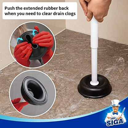 MR.SIGA Toilet Plunger with Holder, Heavy Duty Toilet Plunger and Holder Combo for Bathroom Cleaning, White - color: White