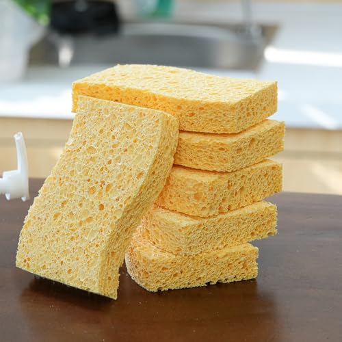 6-Pack Non-Scratch Kitchen Sponges – Durable Dish Sponges for Dishes, Pots, and Pans, Perfect for Cleaning Stainless Steel, Dishwashing, and More, Orange - color: Orange