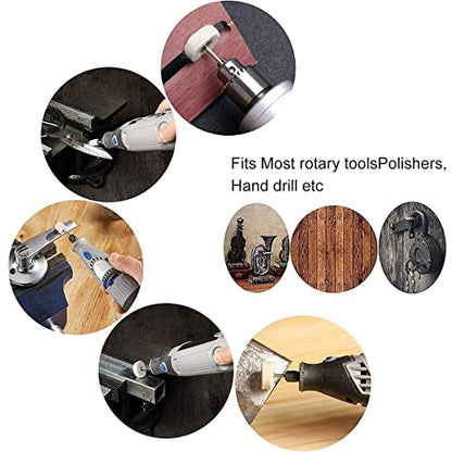 145pcs Felt Polishing Wheel 9.5/13/25mm Wool Felt Polishing Pad Reusable Buffing Wheel Quick Change Grinding with 1/8" Shank Connecting Rod Attachment Set for Rotary Tool