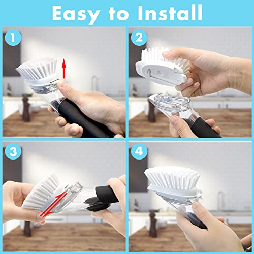 Dish Brush Refill, 4 Pack Dish Brush Replacement Head for OXO Dish Brush, Brush Dispenser Refill Fits Soap Dispensing Handle - size: 4 pack