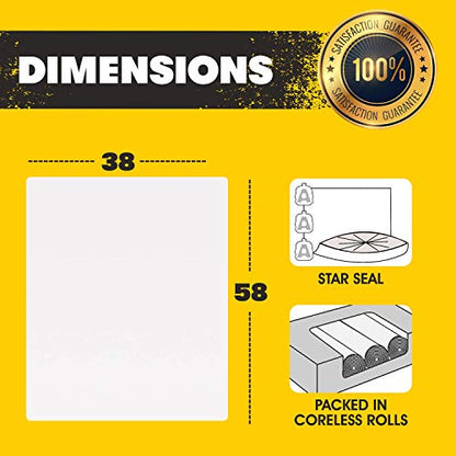 Aluf Plastics 55-60 Gallon 2 MIL (eq) Clear Heavy Duty Garbage Bags - 38" x 58" - Pack of 100 - For Industrial, Recycling, Storage, & Outdoor - style: 55-60 Gal, 2 Mil Equiv, 100 Count