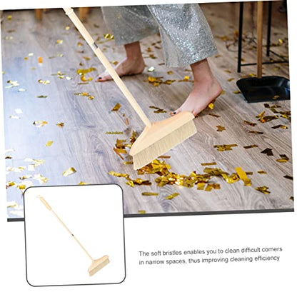 NOLITOY Indoor Outdoor Telescoping Broom Soft Bristle Brush for Floor Cleaning Detachable Handle Easy to Store