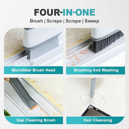 2-in-1 Groove Cleaning Brush with Hidden Scraper, Window Track Cleaner Tool for Sliding Doors & Sills, Hard Bristle Crevice Brush for Narrow Gaps (Light Grey-3pcs) - color: Light Grey-3pcs