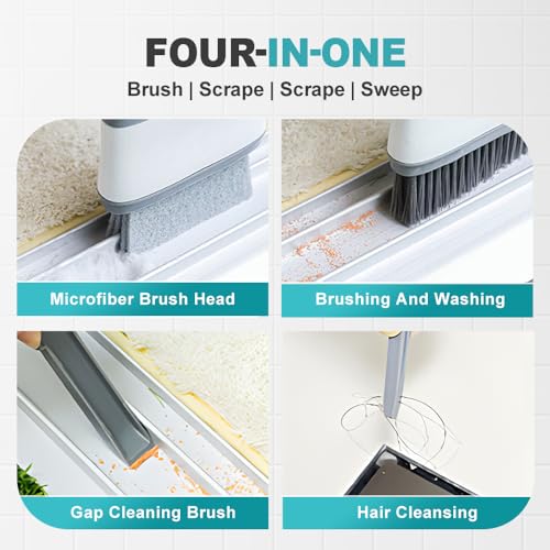 2-in-1 Groove Cleaning Brush with Hidden Scraper, Window Track Cleaner Tool for Sliding Doors & Sills, Hard Bristle Crevice Brush for Narrow Gaps (Dark Grey-3pcs) - color: Dark Grey-3pcs