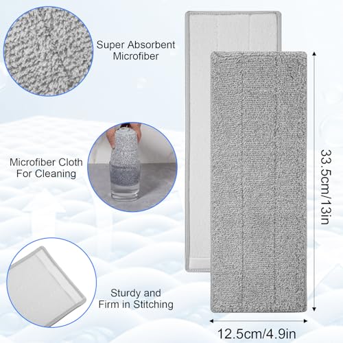 20 Pack 13 * 4.9" Generic Mop Pads Mop Head Refill Washable Wet/Dry Mops Flat Compatible with Most 11-13" Hook and Loop Flat Mops Mop Replacement Pads - color: Grey