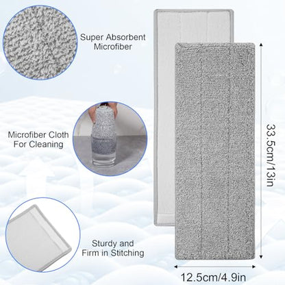 20 Pack 13 * 4.9" Generic Mop Pads Mop Head Refill Washable Wet/Dry Mops Flat Compatible with Most 11-13" Hook and Loop Flat Mops Mop Replacement Pads - color: Grey
