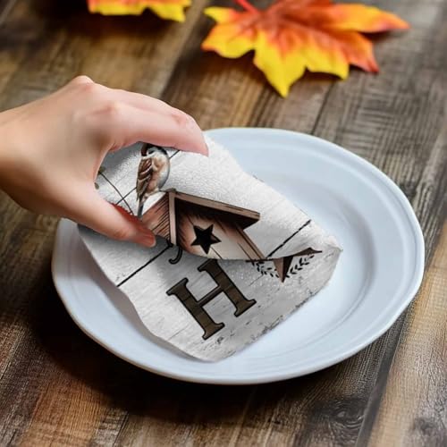 Bird Houses Kitchen Towels Set of 3 Sparrows Home Sweet Branch Star White Wood Grain Decorative Dish Towels Ultra Soft Microfiber Absorbent Reusable Dishcloths for Kitchen Drying, 18x28 Inch - size: 28" x 18" (Pack of 3)