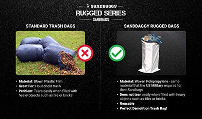 Sandbaggy Large Sandbags - Size: 25" x 40" - Thick Heavy Duty Contractor Bags, Heavy Duty Garbage Bags, Dumpster Bag, Construction Trash Bags, 6 mil (5000 Bags) - size: 5000 Bags
