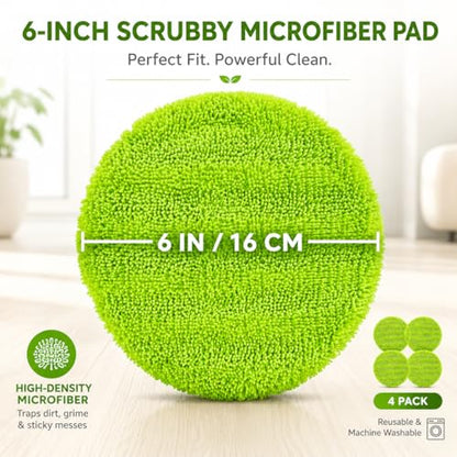 6.5 Inch Electric Spin Mop Replacement Pads Compatible with VMAI G700, P700 & Gobot - Heavy Duty Green Scrubby Refills - Washable Microfiber Floor Cleaning Heads (Not for Bissell) - size: 6in