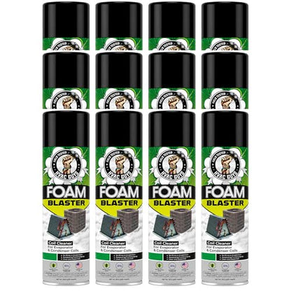 Leak Saver Foam Blaster AC Coil Cleaner Foam Spray | HVAC Coil Cleaner for AC Unit | Professional Deep-Penetrating Formula for Evaporator (No Rinse) & Condenser (Light Rinse) - 12 Pack - size: 18 Fl Oz (Pack of 12)