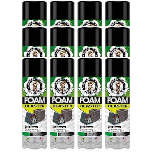 Leak Saver Foam Blaster AC Coil Cleaner Foam Spray | HVAC Coil Cleaner for AC Unit | Professional Deep-Penetrating Formula for Evaporator (No Rinse) & Condenser (Light Rinse) - 12 Pack - size: 18 Fl Oz (Pack of 12)