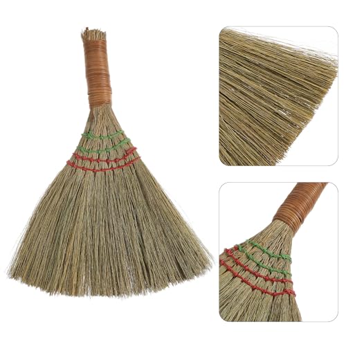 Ciieeo Small Straw Whisk Broom Handheld Brush with Short Handle, Large Wicker Desktop Sweeper for Household Dust and Debris Cleaning, Multipurpose Indoor and Outdoor Use