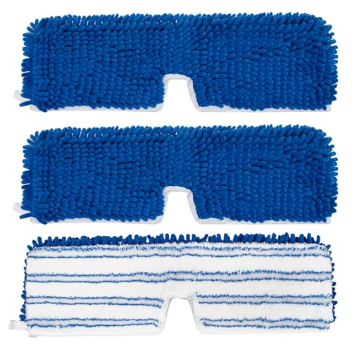 3 Pack Mop Heads Replacements for Ocedar Dual-Action Flip Mop, Spin Mop Replace Heads with Microfiber&Chenille Mop Refills Double Sided for All Floor Dry/Wet Use,Machine Washable,Reusable Mop Pads - color: 3 Pack Blue Chenille Flip Mop Pads