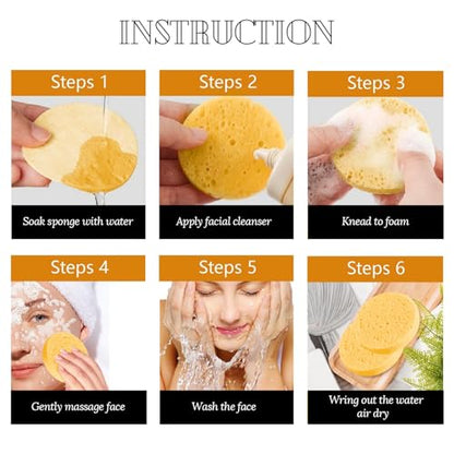 50-Count Facial Sponges Compressed Natural Cellulose Sponge Round Shape Face Sponge for Face Cleansing Exfoliating and Makeup Removal, Yellow - color: 50- Pack Yellow