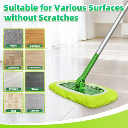 Microfiber Mop Pads - 4 Pack Reusable Washable Refills for Wet & Dry Floor Cleaning - Fits Most Standard Mops - Yellow Green Household Cleaning Pads - color: Yellow Green