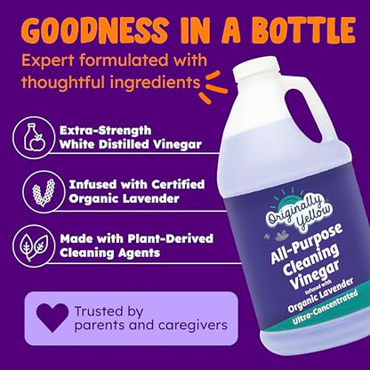 Originally Yellow Lavender White Vinegar For Cleaning Purpose | USA Made All Purpose Cleaner | Use as Glass, Kitchen & Floor Cleaner | Plant Derived Cleaning Vinegar 1 Gallon in 2 pack | 128 Oz - size: 64 Fl Oz (Pack of 2)