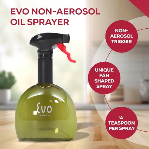 Evo Oil Sprayer Mini Non-Aerosol for Olive Oil, Cooking Oils, and Vinegars, Green, 8-Ounce Capacity, Set of 2 - color: Green
