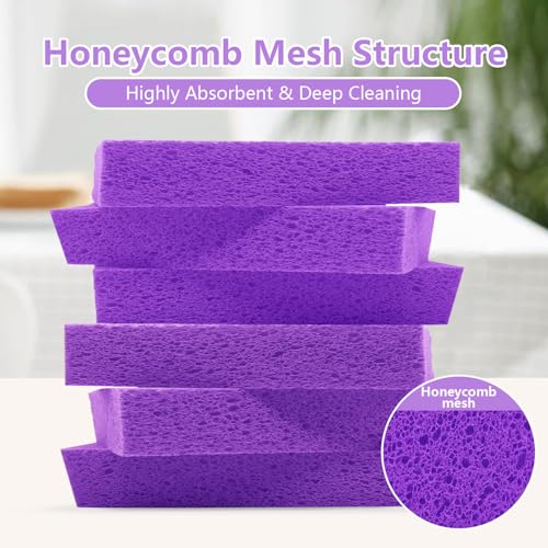 Cellulose Sponges, Large Size 4" x 6" x 1" - Heavy Duty Scrub Kitchen Sponge, Clean Tough Messes Without Scratching Kitchen Cleaning Pads, Pop Up Eco DIY (6 Pack), Purple - color: Purple