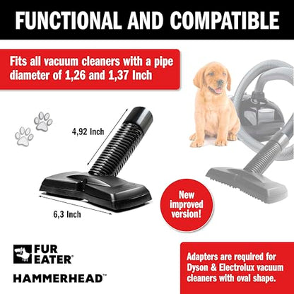Hammerhead Pet Hair Remover Vacuum Attachment, Rubber Brush | Wide Lamellae Head, Dog & Cat Hair, Сouch, Carpet & Upholstery, Vacuum or Hand Use, Fits 1-1/4, 1-3/8 & 1-1/2 in Round Hoses - color: Newer Model