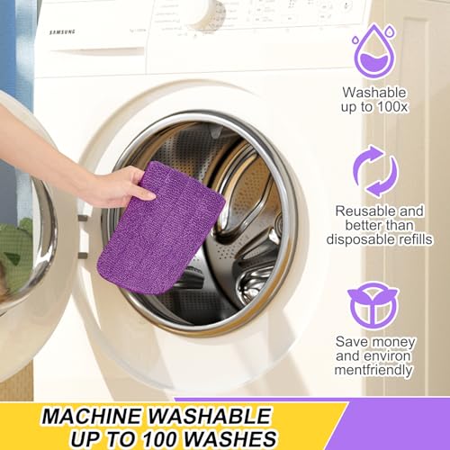 16.5 Inch Reusable Mop Pads Microfiber Spray Mop Replacement Heads for Wet/Dry Mops Compatible with Bona Floor Care System (6 Pack) - color: Purple