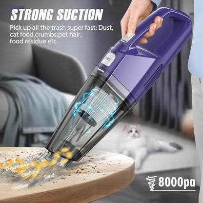 Handheld Vacuum Cordless — 3-In-1 Hand Held Vacuum Rechargeable With 8KPa Suction, Lightweight 1.7 Lbs Handheld Vac, Quick Dust Removal & Cleaning Tool With Accessories Storage For Car, Kitchen & Home