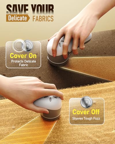 POPCHOSE Fabric Shaver, Lint Shaver for Clothes, Sweater Shavers to Remove Pilling, Lint Remover with 6-Leaf Blades, Clothes Shaver for Clothing, Couch, Furniture, Fuzz, Lint Ball, Battery Operated - color: Greige