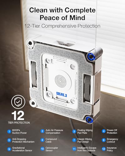 ECOVACS WINBOT W3 Omni Robot Window Cleaner with Auto-Clean & Multi-Functional Station, Win-SLAM 5.0 Smart Navigation, Intelligent Cleaning with Triple Spray System, 12-Level Protection - size: W3 OMNI