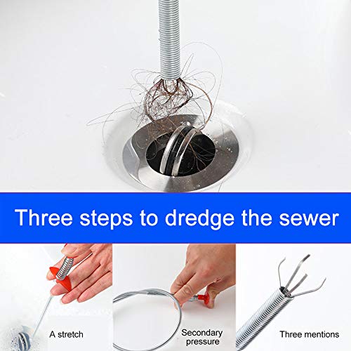 22.44 inch Grabber Reacher Tool, Flexible Grabber Claw Pick Up Reacher with 4 Claws Drain Snake Hair Drain Clog Remover Tool, for Shower, Toilet, Kitchen Sink & Tub(Size:0.57m)
