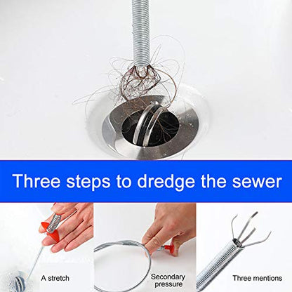 22.44 inch Grabber Reacher Tool, Flexible Grabber Claw Pick Up Reacher with 4 Claws Drain Snake Hair Drain Clog Remover Tool, for Shower, Toilet, Kitchen Sink & Tub(Size:0.57m)