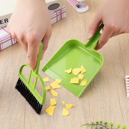 SEWACC 12 Sets Mini Hand Broom and Dustpan Set Small Cleaning Brush and Shovel for Desk Keyboard Pet, Home Office Portable Desktop Cleaning Tools