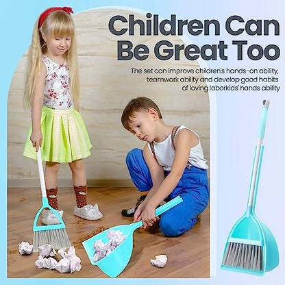 Roshtia 3 Pcs Mini Broom with Dustpan for Kids Broom and Dustpan Set Toddler Cleaning Set Boys Girls Small Cleaning for Kitchen Bathroom Pet (Yellow,Red,Green) - color: Yellow, Red, Green