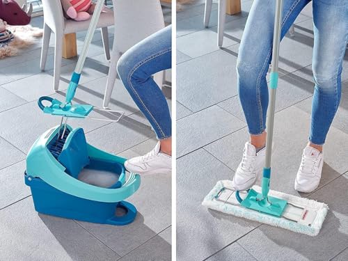 Leifheit Profi XL Micro Duo + Duster Static Floor Wiper (Turquoise, Wood, Marble, Tile)