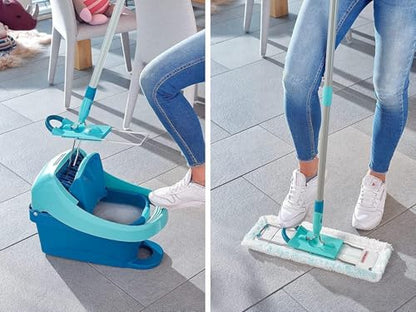 Leifheit Profi XL Micro Duo + Duster Static Floor Wiper (Turquoise, Wood, Marble, Tile)