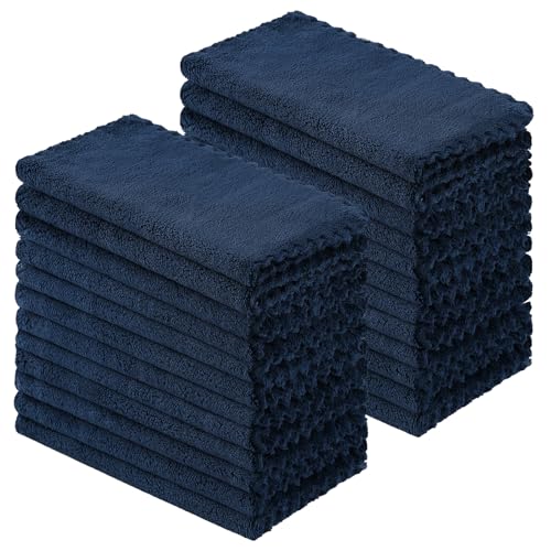 Kitinjoy 24 Pack Kitchen Cloths Dish Towels (10" x 10", Navy Blue), Super Soft and Absorbent Dish Cloths, Nonstick Oil Fast Drying Coral Velvet Microfiber Cleaning - color: Navy Blue, style: 10 x 10 inch- 24 Pack