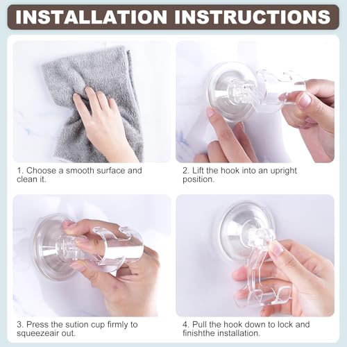VIS'V Shower Suction Cup Razor Holder for His and Hers, Clear, 2 Pcs | Removable and Reusable, Clear Invisible Design, Locking Suction Technology, Dual Vacuum Suction, Fit for Smooth Flat Surfaces