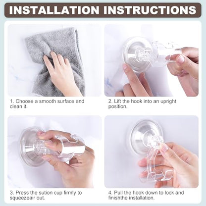 VIS'V Shower Suction Cup Razor Holder for His and Hers, Clear, 2 Pcs | Removable and Reusable, Clear Invisible Design, Locking Suction Technology, Dual Vacuum Suction, Fit for Smooth Flat Surfaces