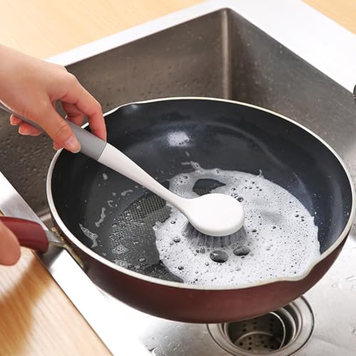 2Pcs Long Handle Dish Brushes Dish Brush with Handle Kitchen Scrub Brushes for Cleaning Pots Pans Sink