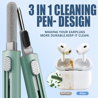 【1 Pack】 Cleaner Kit for Apple Airpods 4 Case,Cleaning Kit Pen Shape with Soft Brush Flocking Sponge Tool for Bluetooth Earphones Headphones Charging Case,Phone,Camera and Computer(Green) - color: B9-Green
