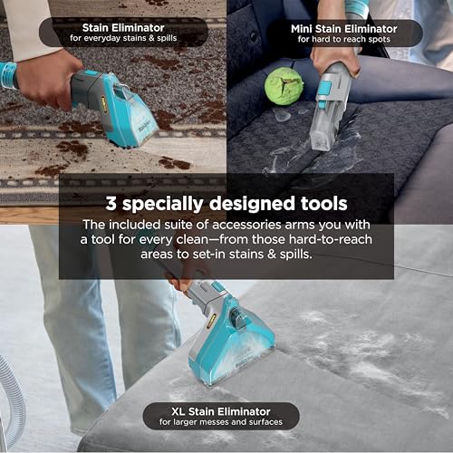 Shark StainStriker HairPro | Portable Carpet, Upholstery & Rug Cleaner | 3 Tools | Self-Cleaning | Perfect for Pets | Ultra-Powerful Stain & Odor Remover | Pet & OXY Solutions | Teal | PX253BRN - style: StainStriker w/ HairPro + 3 Tools