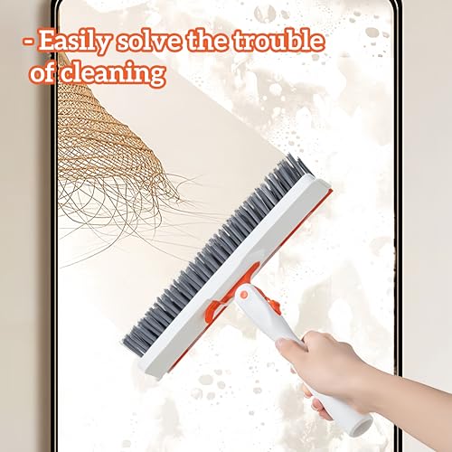 Grout Cleaning Brush with Adjustable Long Handle, V-Shaped Grout Scrub Brush for Tile Floors, 2 in 1 Stiff Bristle Scrub Brush for Crevice, Tile Line, Shower, Kitchen, Bathroom