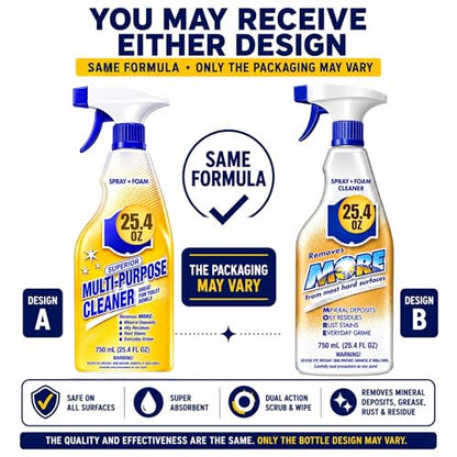 R&C Store Essentials Home Cleaning Bundle Kit, Includes Multi-Purpose More Spray and Foam Cleaner 25.4 oz + 2 Dual Scrub Sponges, Kitchen & Bathroom Cleaning Set - size: 25.4 Fl Oz (Pack of 1)