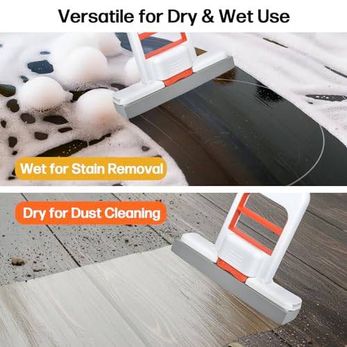 Mini Foldable Desktop Mop – Portable Versatile Wet & Dry Cleaning Sponge Mop for Home & Car – Ideal for Kitchen, Bathroom, Glass, Dining Table & More (Squeeze Handle+2 Sponge Head )