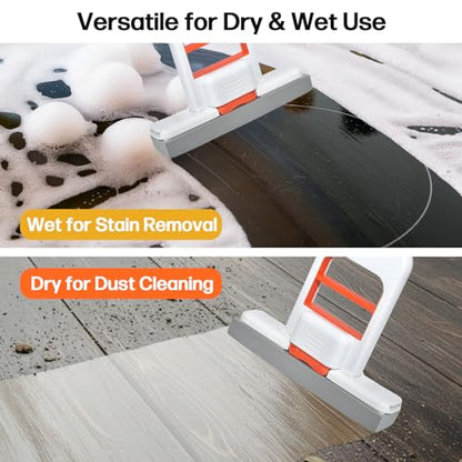 Mini Foldable Desktop Mop – Portable Versatile Wet & Dry Cleaning Sponge Mop for Home & Car – Ideal for Kitchen, Bathroom, Glass, Dining Table & More (Squeeze Handle+2 Sponge Head )