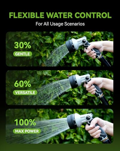 RAINPOINT Full-Metal Garden Hose Nozzle, Heavy Duty Water Hose Nozzle Sprayer With 10 Adjustable Patterns & High Flow,Thumb Control For Flow Adjustment, Ideal For Watering, Washing, Black-2 Pack - color: Black