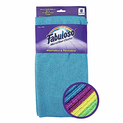 Fabuloso Microfiber Cleaning Cloths for Home & Car, Lint-Free Scratch-Free Rags for Glass, Kitchen & Wood, Reusable Machine Washable, Absorbent for Dusting & Wiping, Rainbow, 13 x 13 in, 8 Count - color: Rainbow, size: 8 Count (Pack of 1)