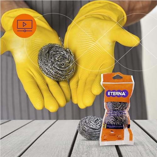 ETERNA Stainles Steel Scrub Bag, Dish Scrubbers for Cleaning Kitchen and Household, Steel Scrubbers for Cleaning Dishes, 2 Scrubbers