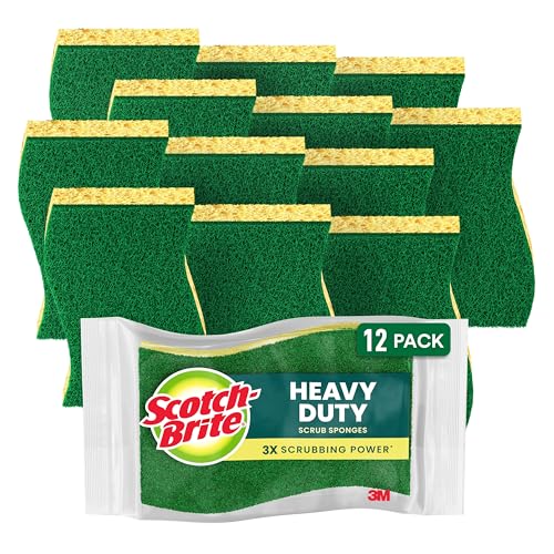 Scotch-Brite Heavy Duty Scrub Sponges, For Washing Dishes and Cleaning Kitchen, 12 Scrub Sponges - size: 12 Scrub Sponges