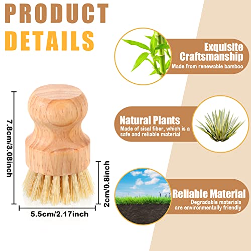 Nuenen 50 Packs Bamboo Dish Scrub Brushes Wooden Scrubbers Set Kitchen Dishwashing Scrubber with Natural Sisal Bristles for Iron Pot Pan Sink(Sisal) - size: Sisal