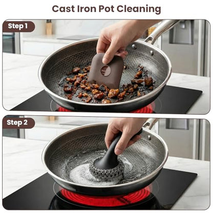 Pan Scraper, 5 Pcs Pot Scraper, Pan Scraper Plastic, Multifunctional Scraper Tool for Kitchen, Non-Slip, Food Safe, High Heat Resistant - color: Brown, size: 5 Pcs